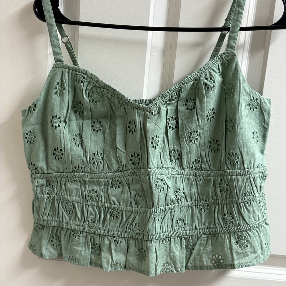 Hollister Sage Green Eyelet Camisole, L